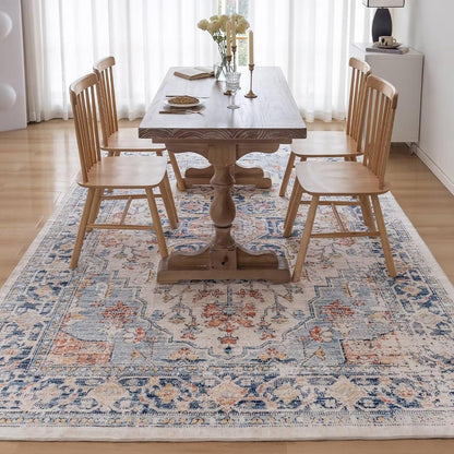 Waschbarer Teppich Vintage 120x170CM Weich Rutschfest Flauschig