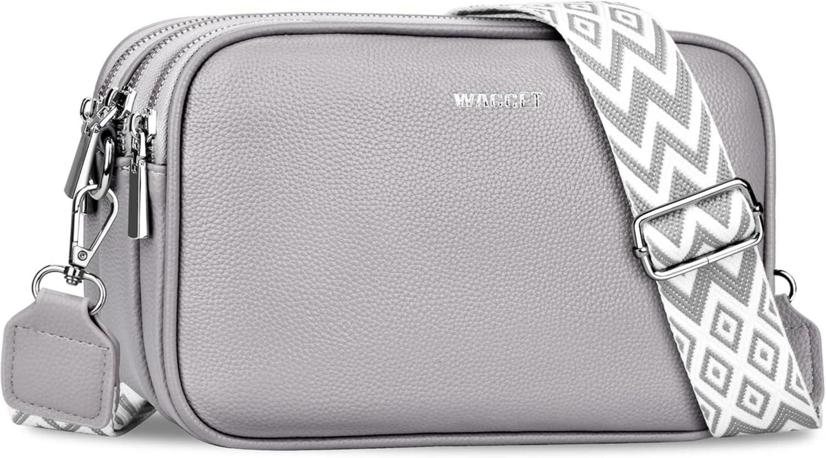 WACCET Umhängetasche Damen Schultertasche PU Leder Crossbody Bag