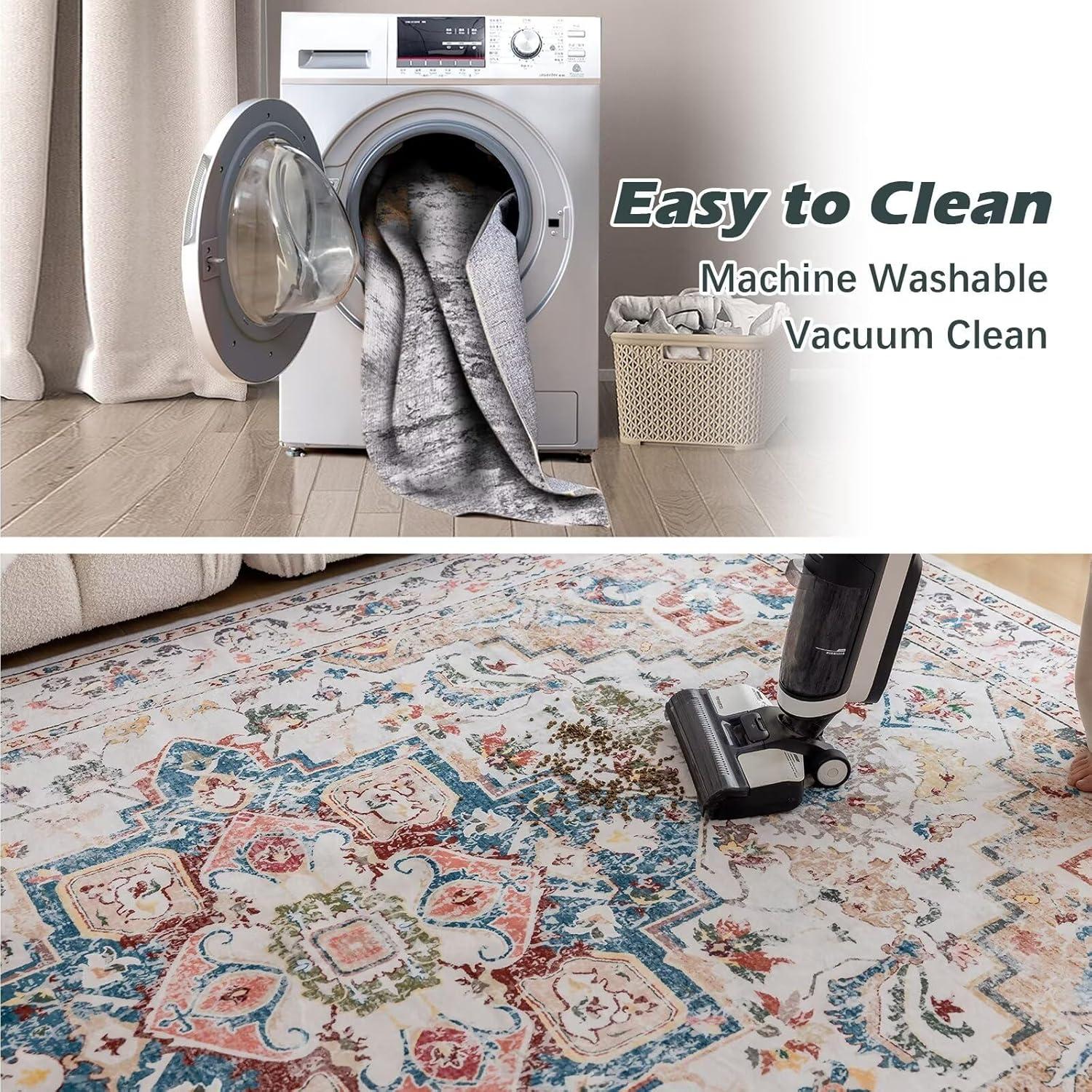 Waschbarer Vintage Orientalischer Teppich 160x230CM Beige