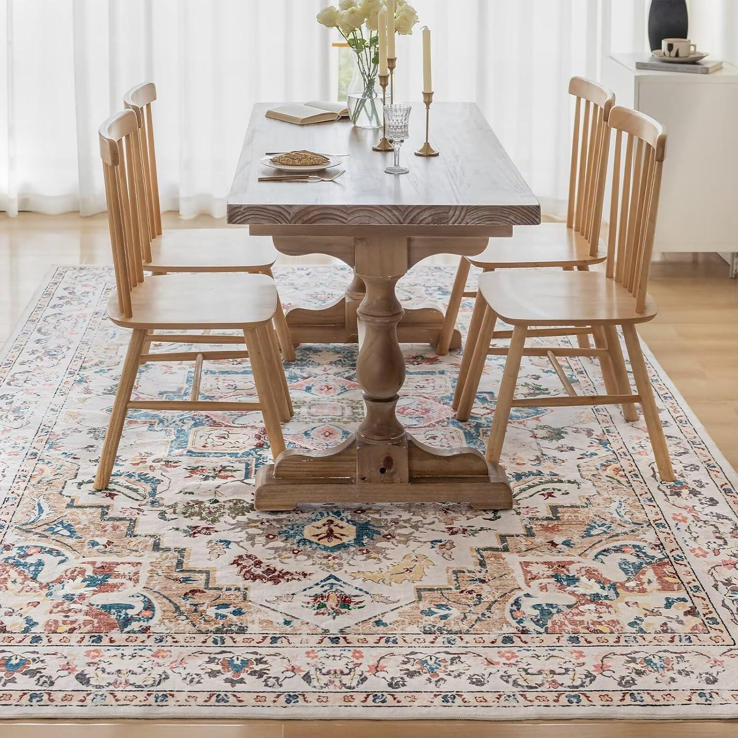 Waschbarer Vintage Teppich Orientalisch Kurzflor Rutschfest 160x230cm