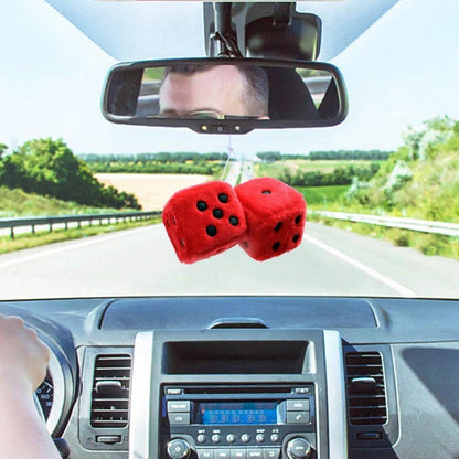 Plüschwürfel Autoanhänger – Flauschiges Rückspiegel Ornament Weiß