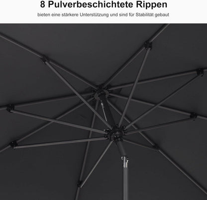 Sonnenschirm ALU knickbar 250x250 cm Gartenschirm GRAU UV-beständig