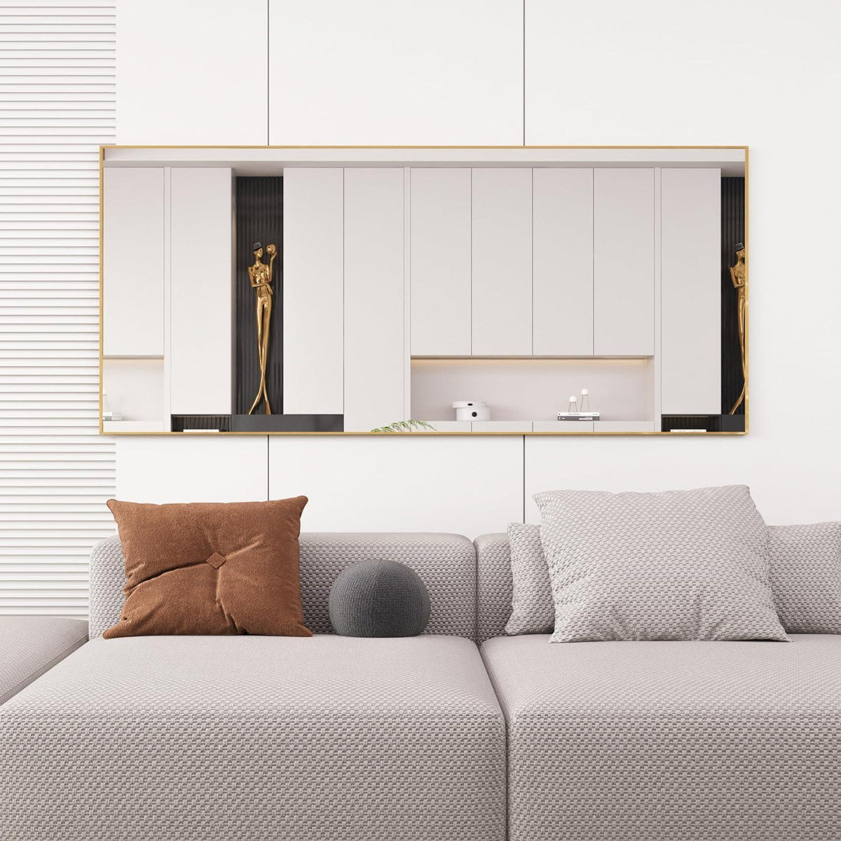 Ganzkörperspiegel Standspiegel Gold 180x80cm | Lehnend & Wandmontage