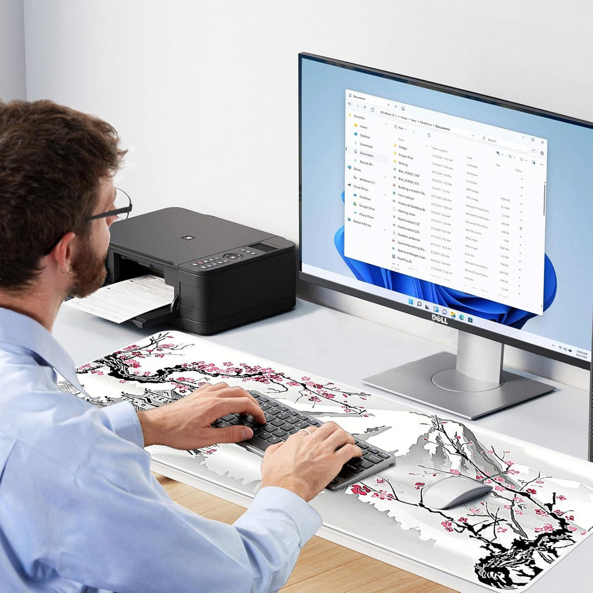 Gaming Mauspad XXL 900x400mm Rutschfeste Gummibasis Kirschblüte