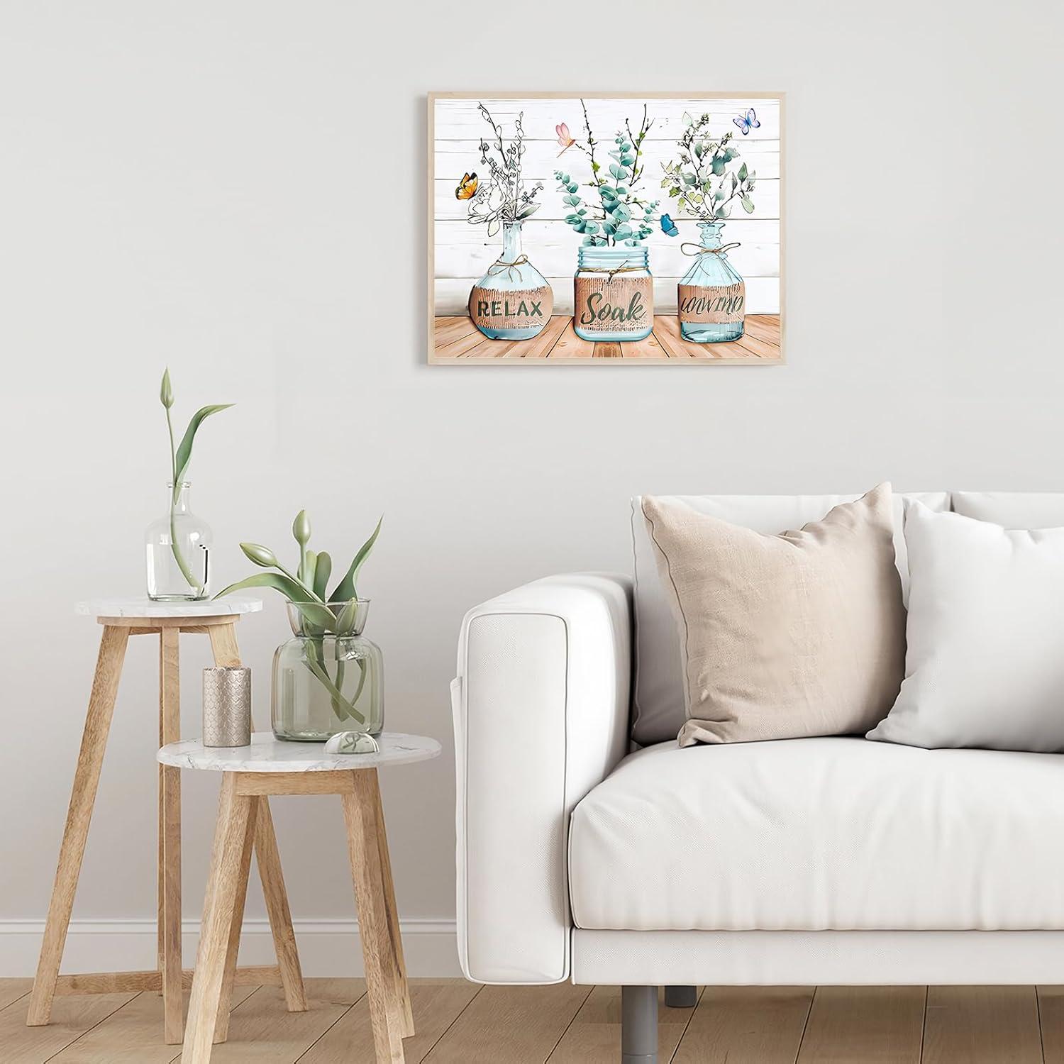 Bauernhaus Badezimmer Wandbilder Grünes Blatt Schmetterling 30x40cm