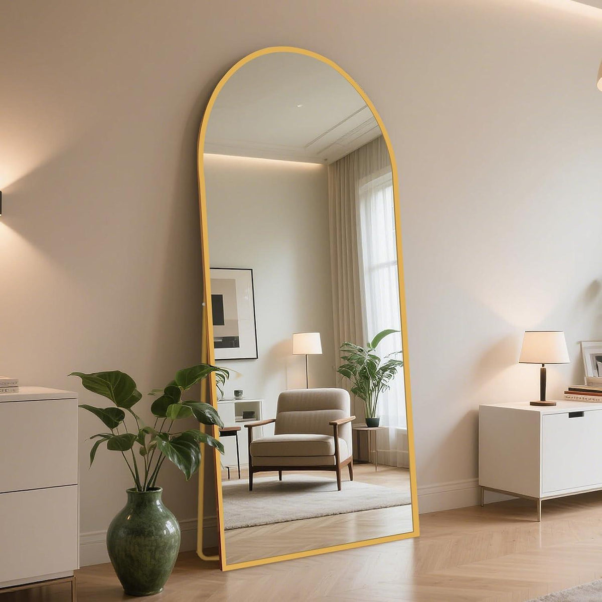 Ganzkörperspiegel Bogenförmig 180x80cm Gold | Stand- & Wandspiegel