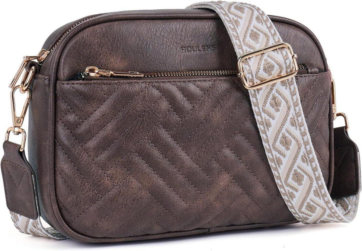 Stylische Damen Crossbody Bag aus gestepptem PU Leder