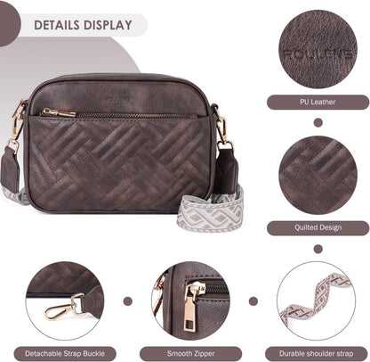 Gesteppte Damen Umhängetasche PU Leder Crossbody Bag RFID Blockierung