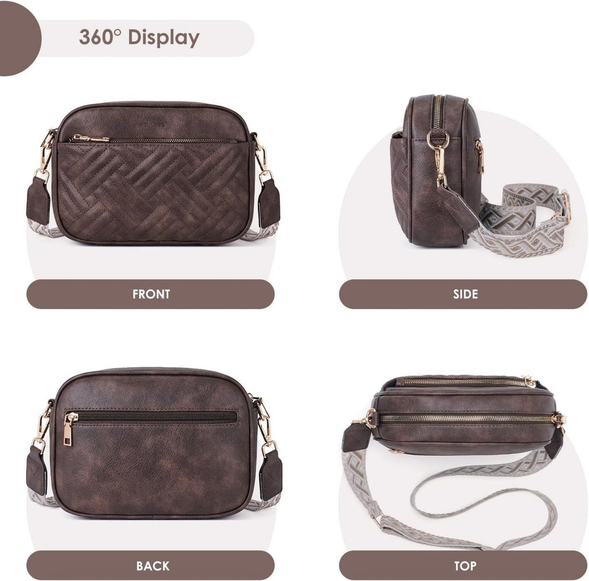 Gesteppte Damen Umhängetasche aus PU Leder, Crossbody Bag mit RFID