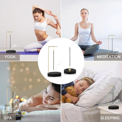 2-in-1 Räucherstäbchenhalter Holz, Modernes Design mit Kegel & 9 Löchern, Schwarz
