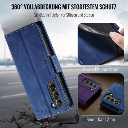 Samsung Galaxy S22 5G Hülle PU Leder RFID Schutz Klapphülle Blau