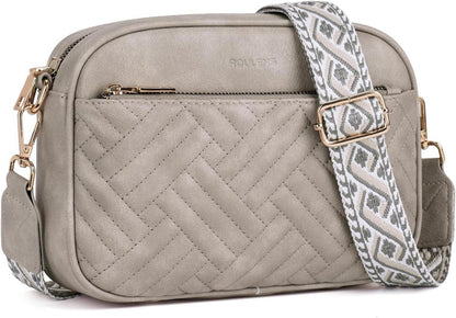 Gesteppte Damen Umhängetasche aus PU Leder, Crossbody Bag mit RFID