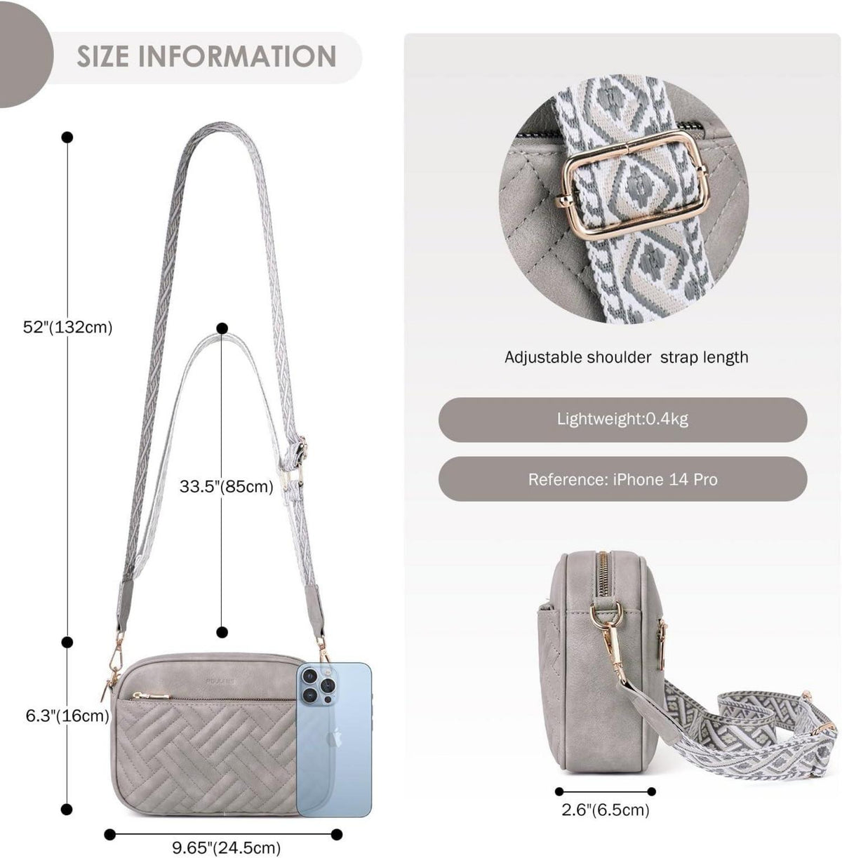 Gesteppte Damen Umhängetasche aus PU Leder, Crossbody Bag mit RFID