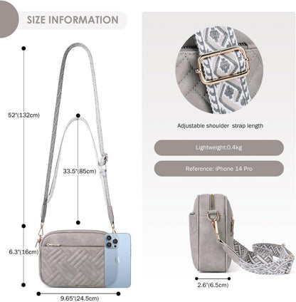 Gesteppte Damen Umhängetasche aus PU Leder, Crossbody Bag mit RFID