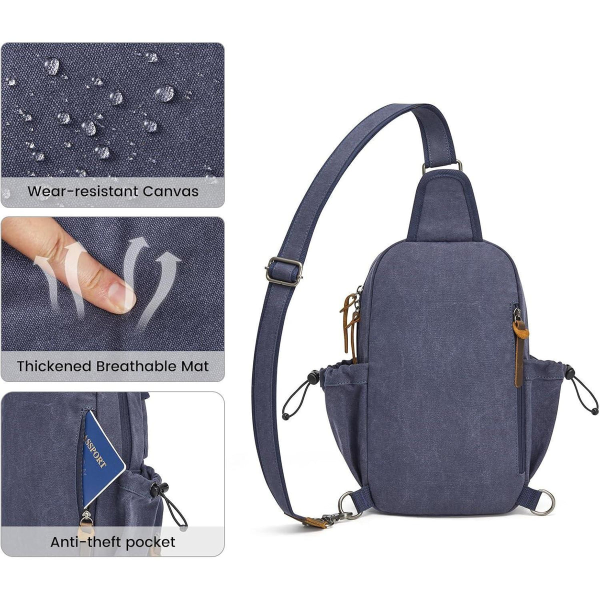 Canvas Brusttasche Herren Blau | Stylische Retro Umhängetasche für Reise & Alltag