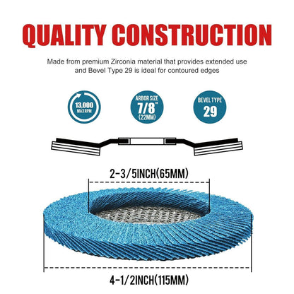 Fächerscheiben 115mm Körnung 40, 50 Stück für Metall & Holz