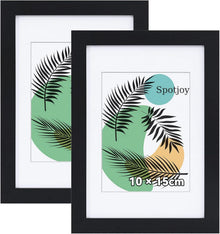 Fotorahmen 10x15 cm 2er Set Schwarz mit Passepartout Acrylglas