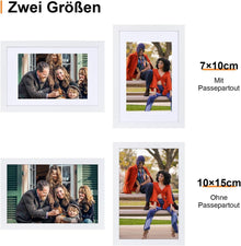 Spotjoy Bilderrahmen 10x15 cm 2er Set Weiß mit Passepartout