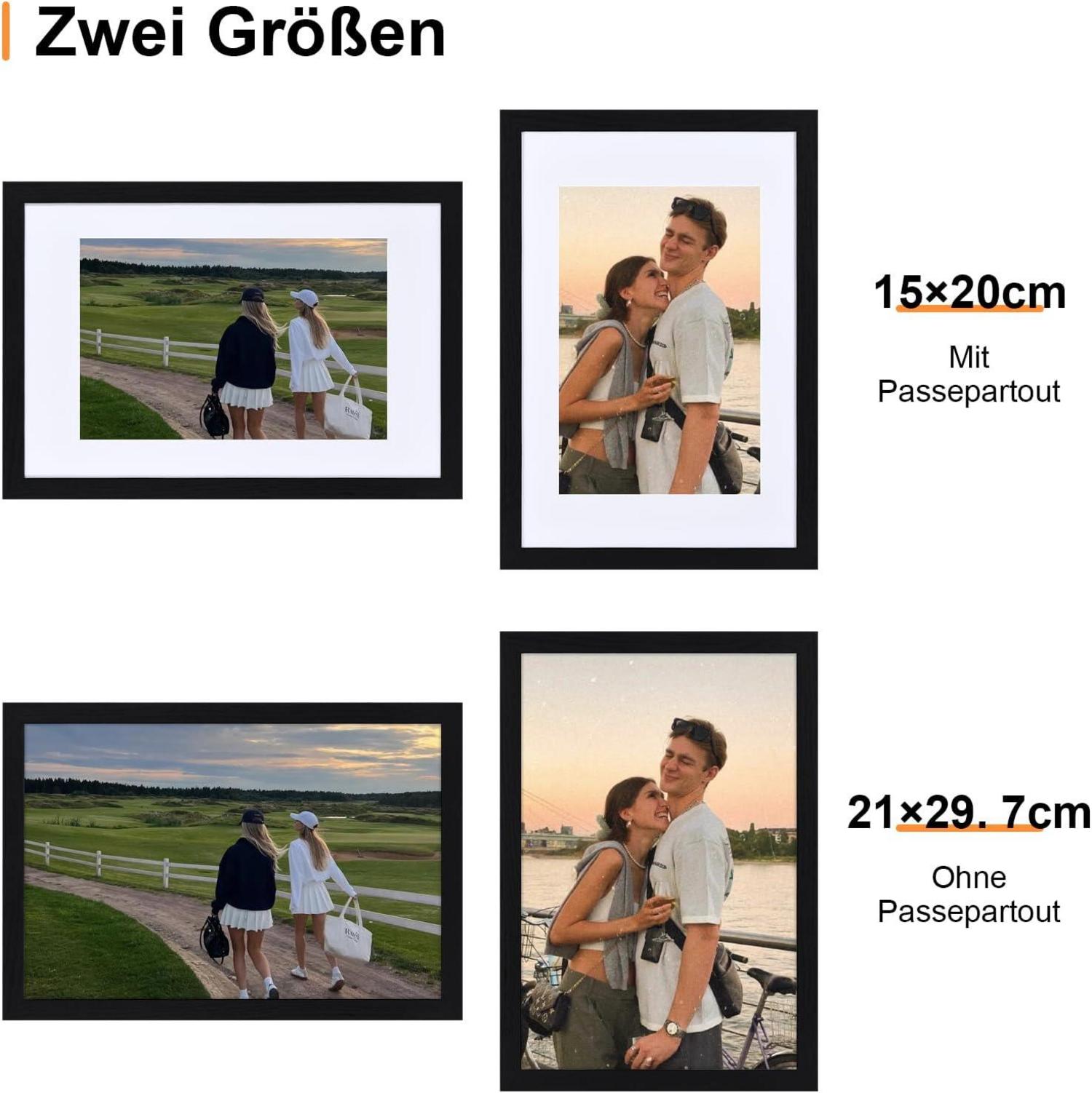Bilderrahmen DIN A4 3er Set Schwarz Holzrahmen Acrylglas
