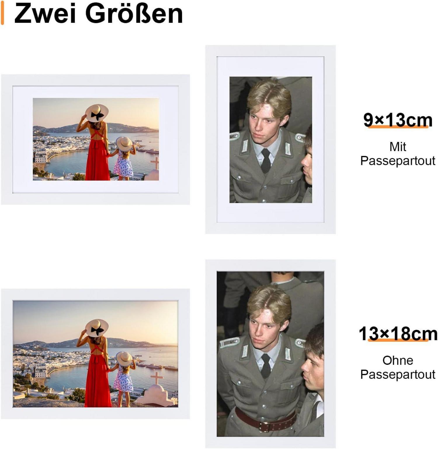 Spotjoy Bilderrahmen 13x18 cm 3er Set Weiß - Fotorahmen mit
