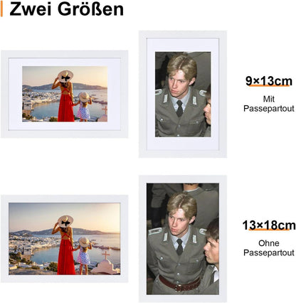 Spotjoy Bilderrahmen 13x18 cm 3er Set Weiß - Fotorahmen mit