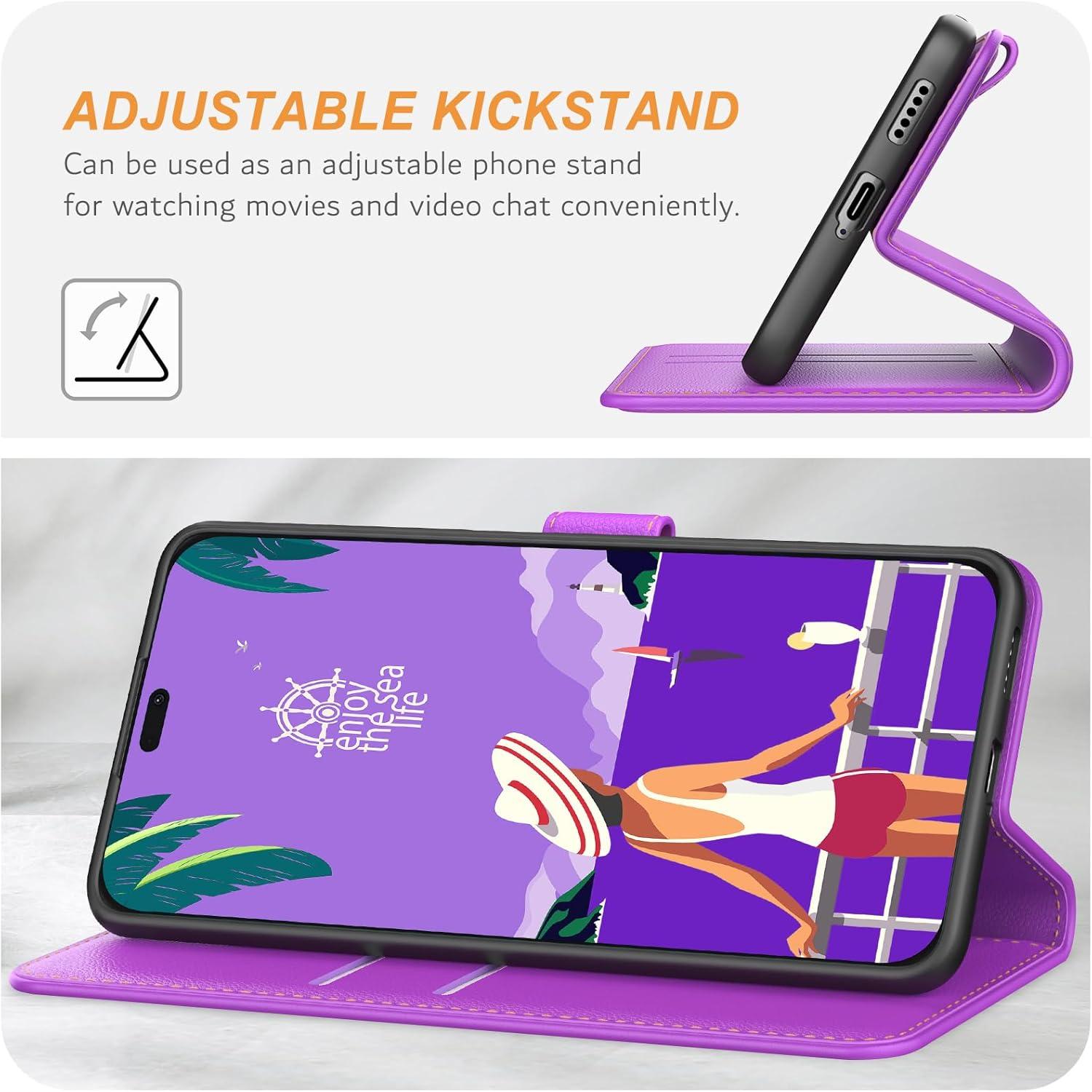 Ganbary Honor X8b Handyhülle Leder Klapphülle Violett Magnetverschluss