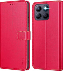 Honor X8b Handyhülle Leder Klapphülle Rot mit Kartenschlitzen