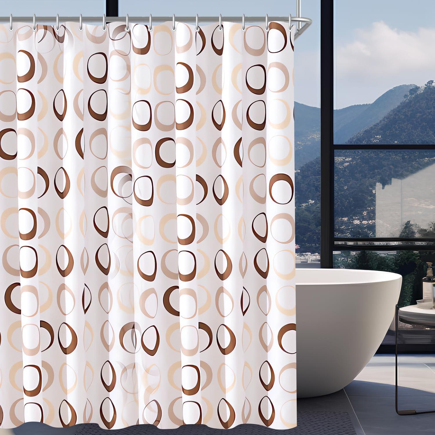 Duschvorhang Kamelfarbe Kreis 120x200cm, Antischimmel Textil, Wasserabweisend