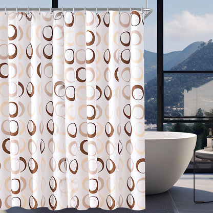 Duschvorhang Kamelfarbe Kreis 120x200cm, Antischimmel Textil, Wasserabweisend