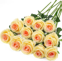 Künstliche Rosen 12er Set Champagner 48cm Fake Rosen Bouquet