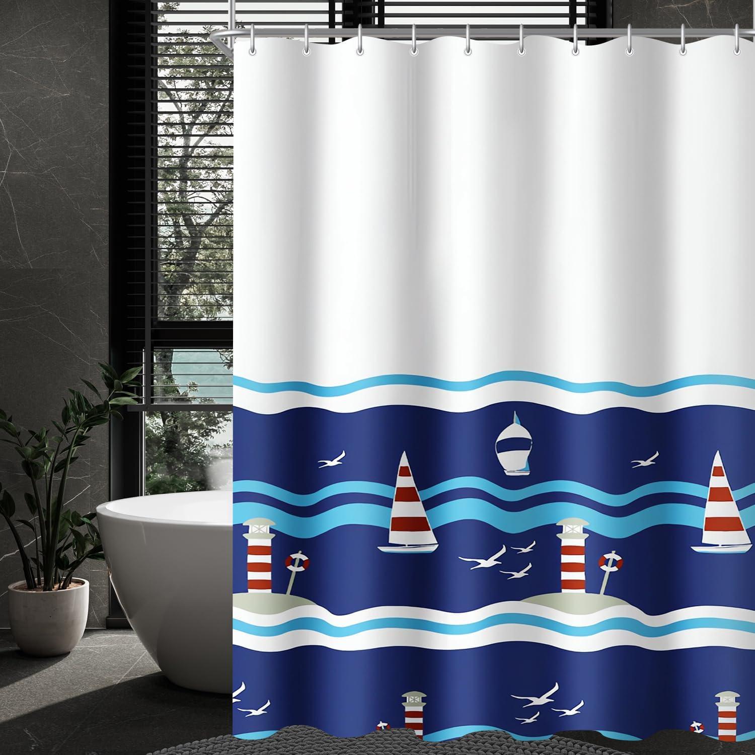 Duschvorhang Blaues Segel 300x200cm mit beschwertem Saum
