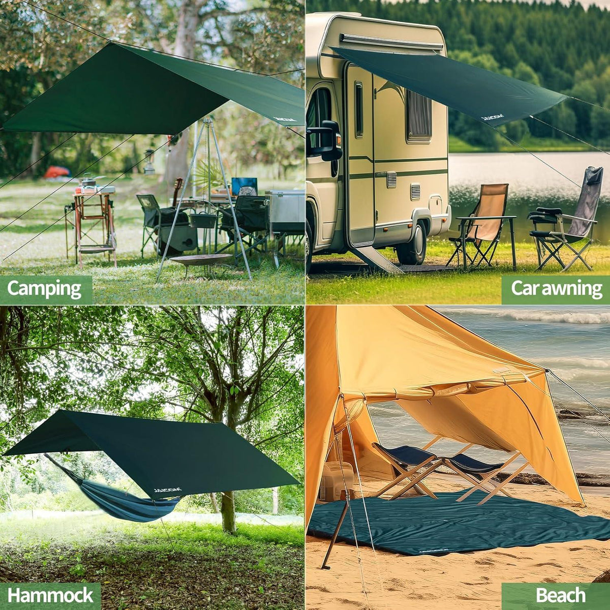JAICOM Tarp Zeltplane Wasserdicht Camping 3x4m Grün UV-Schutz Regen
