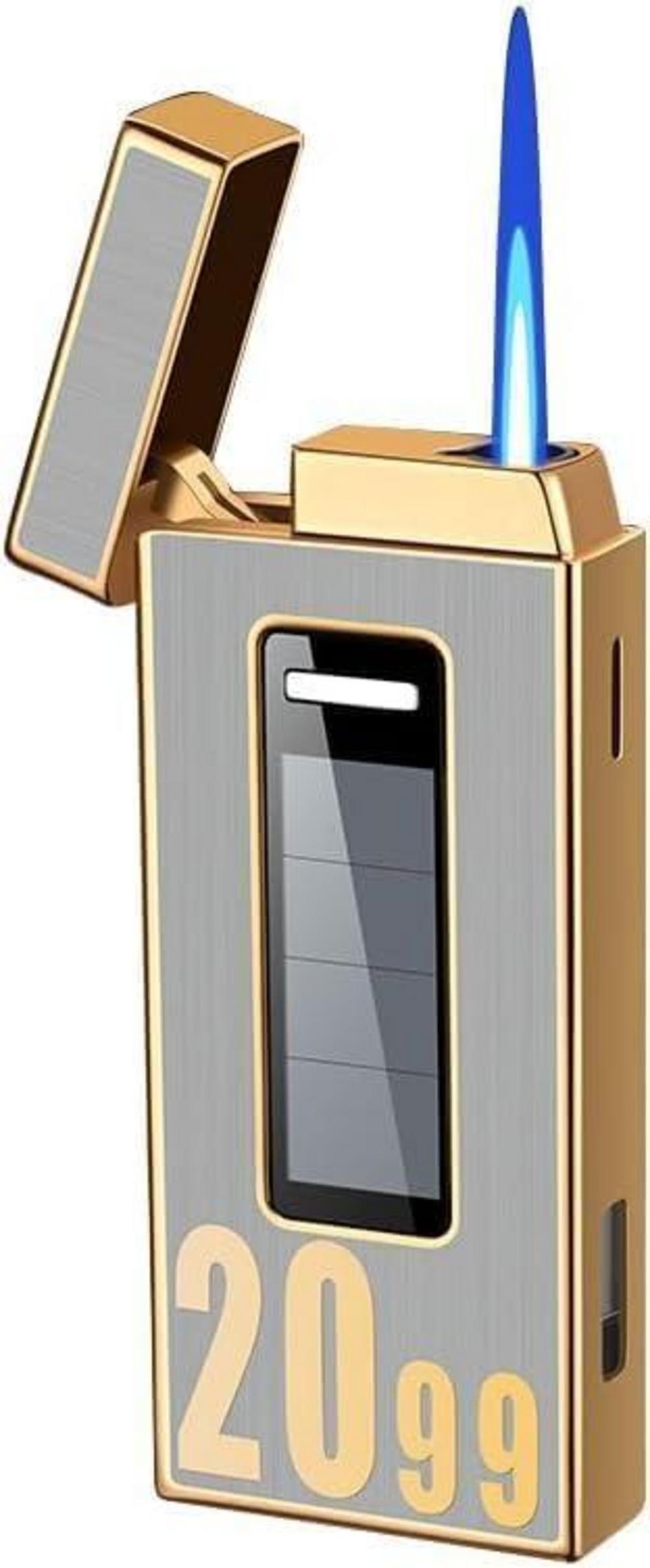 Hochwertiges Schwarzes Solar-Feuerzeug mit Goldverzierung in Geschenkbox