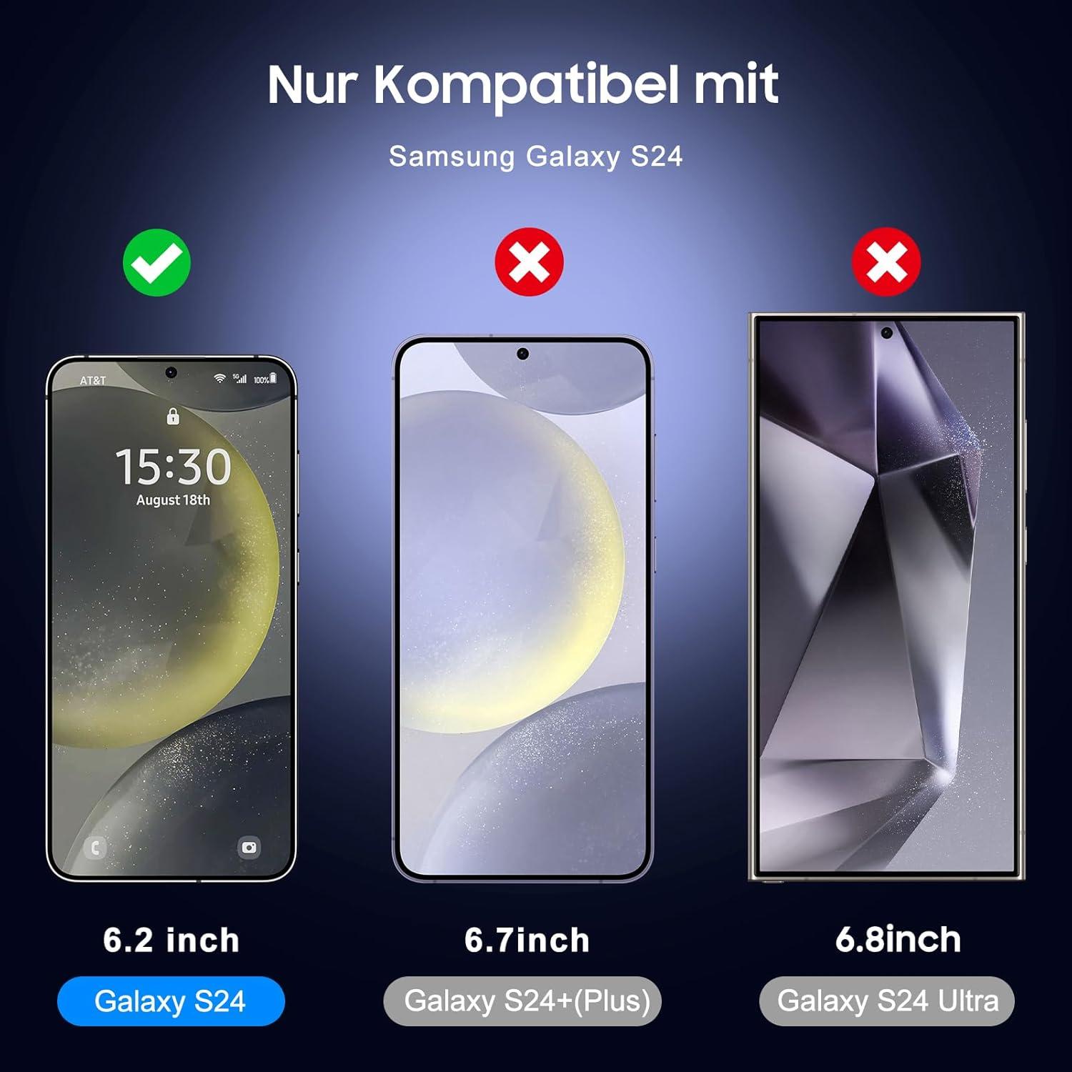 Panzer Schutzfolie Samsung Galaxy S24 5G 3 Stk. 9H 0.33mm Ultra-Klar