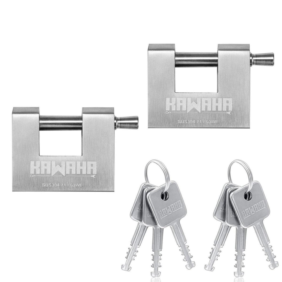 Edelstahl Vorhängeschloss 60mm - 2er Set - Gleichschließend