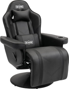 Gaming Stuhl mit Fußstütze hoher Rückenlehne Becherhalter Schwarz