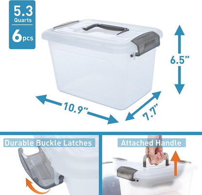 Citylife 6er-Set 5L Aufbewahrungsbox transparent stapelbar