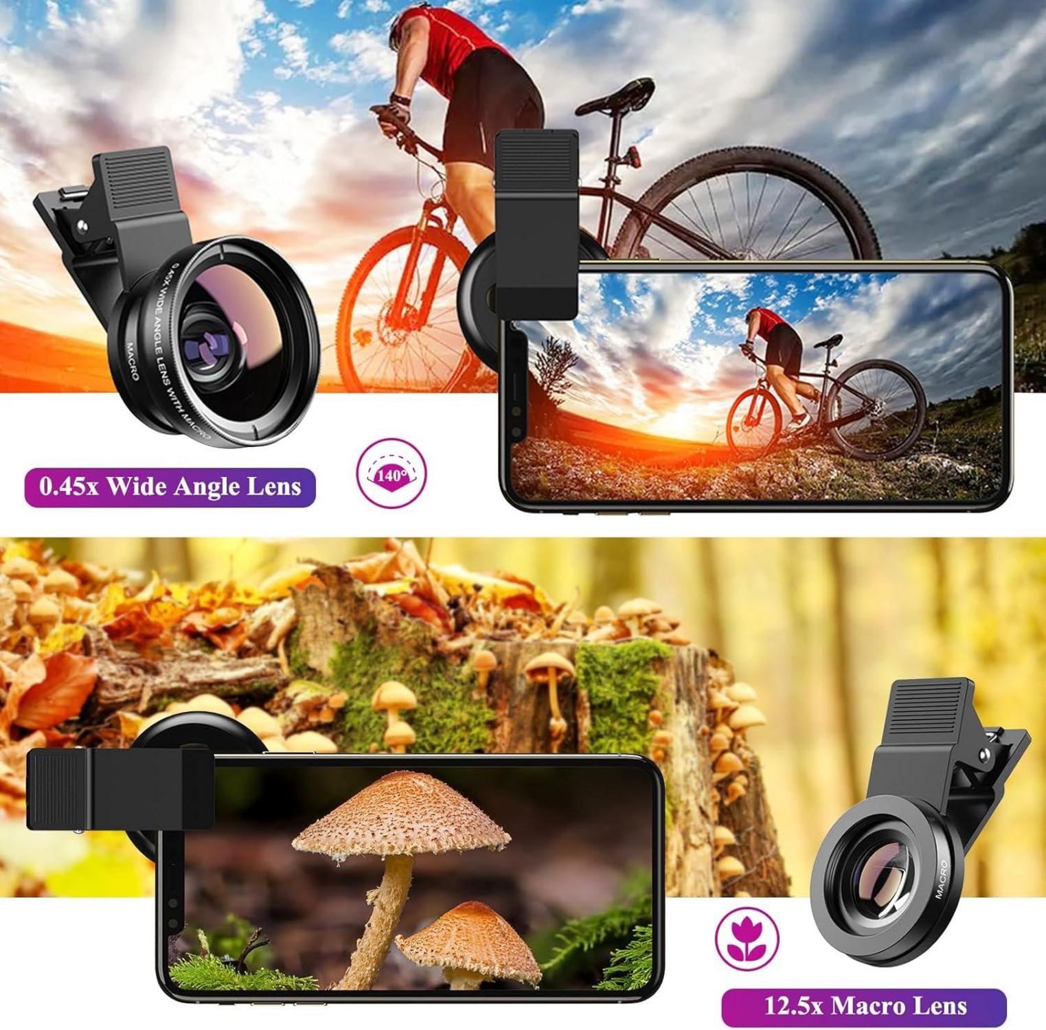 Kamera-Objektiv Set 2-in-1 Makro Weitwinkel 12,5x Handy Phone