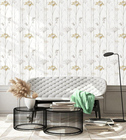 Selbstklebende Blumen Tapete PVC hellgelb 44cm x 1000cm