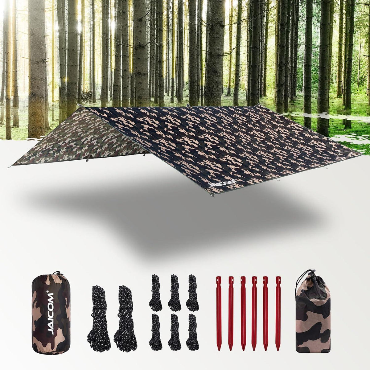 Camping Tarp Wasserdicht 3x3M Ultraleicht UV-Schutz & Regen