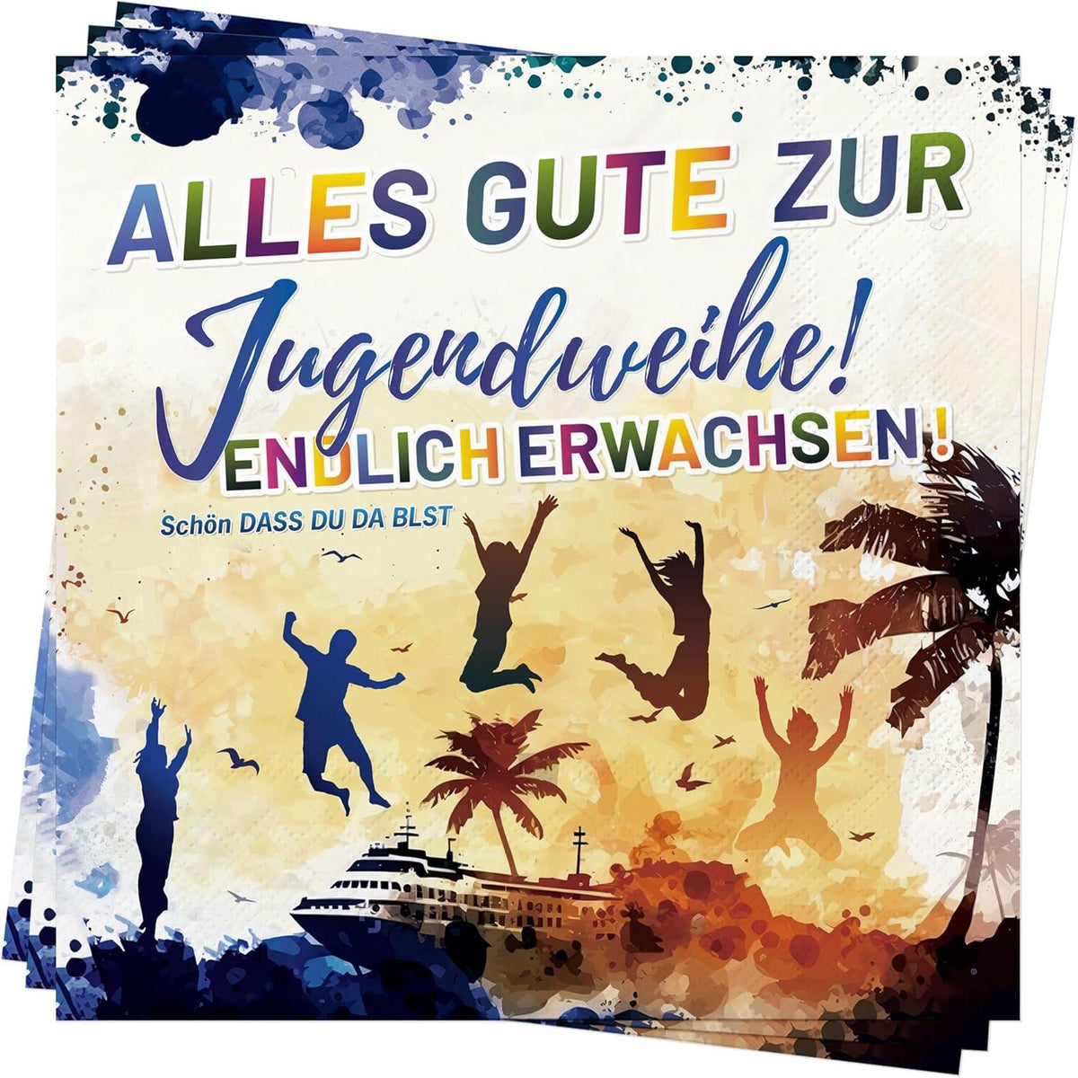 Jugendweihe Servietten 3-lagig 33x33cm Alles Gute Endlich Erwachsen 40