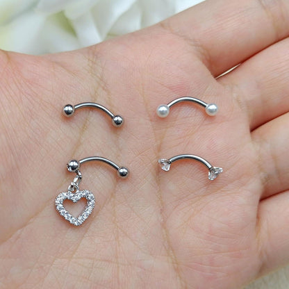 Curved Barbell Piercing Augenbrauen Lippe Helix Rook Daith 8mm Chirurgenstahl 1,2mm