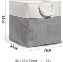 Aufbewahrungskörbe Stoff 33x33x33cm mit Griffen - Weiß+Grau