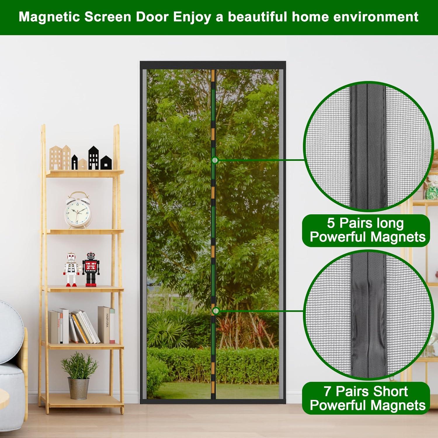 Fliegengitter Tür Magnet 90x190cm Schwarz Insektenschutz Balkontür