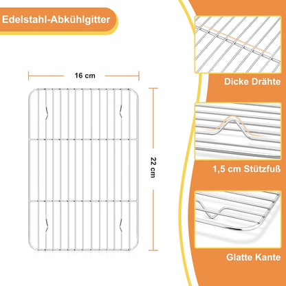 Backblech mit Abkühlgitter Set Edelstahl Kuchenblech Kuchengitter