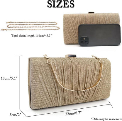Pahajim Damen Clutch Glitzer Tasche Roségold 22x13x5cm