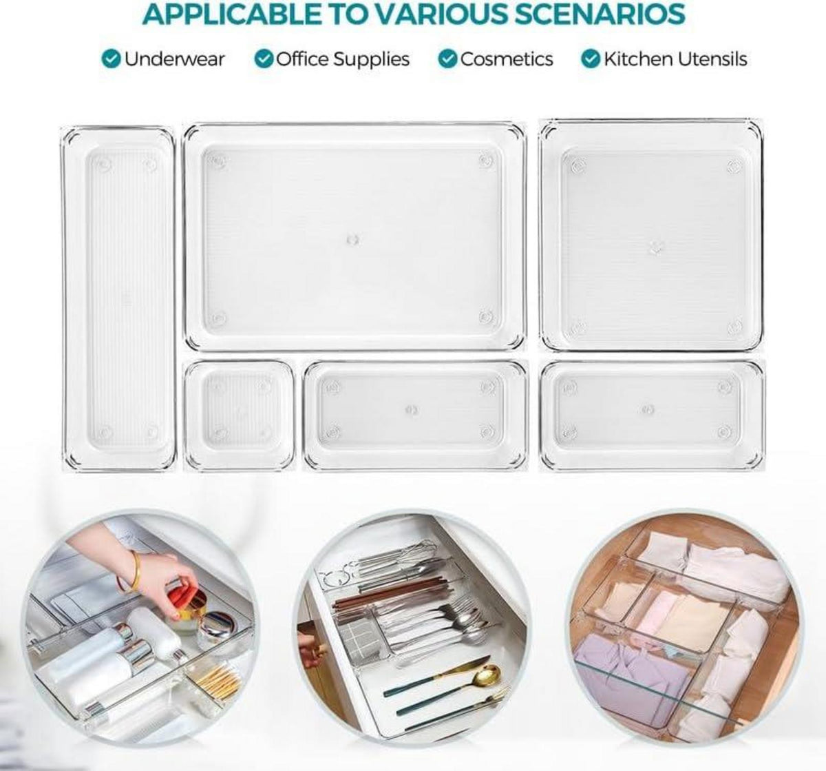 Ravinte 31-teilig Schubladen Ordnungssystem Acryl-Aufbewahrung Anti-Rutsch-Pads
