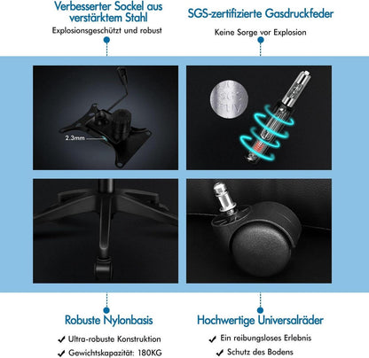 Ergonomischer Bürostuhl mit dynamischer Lordosenstütze, neigbar, Schwarz