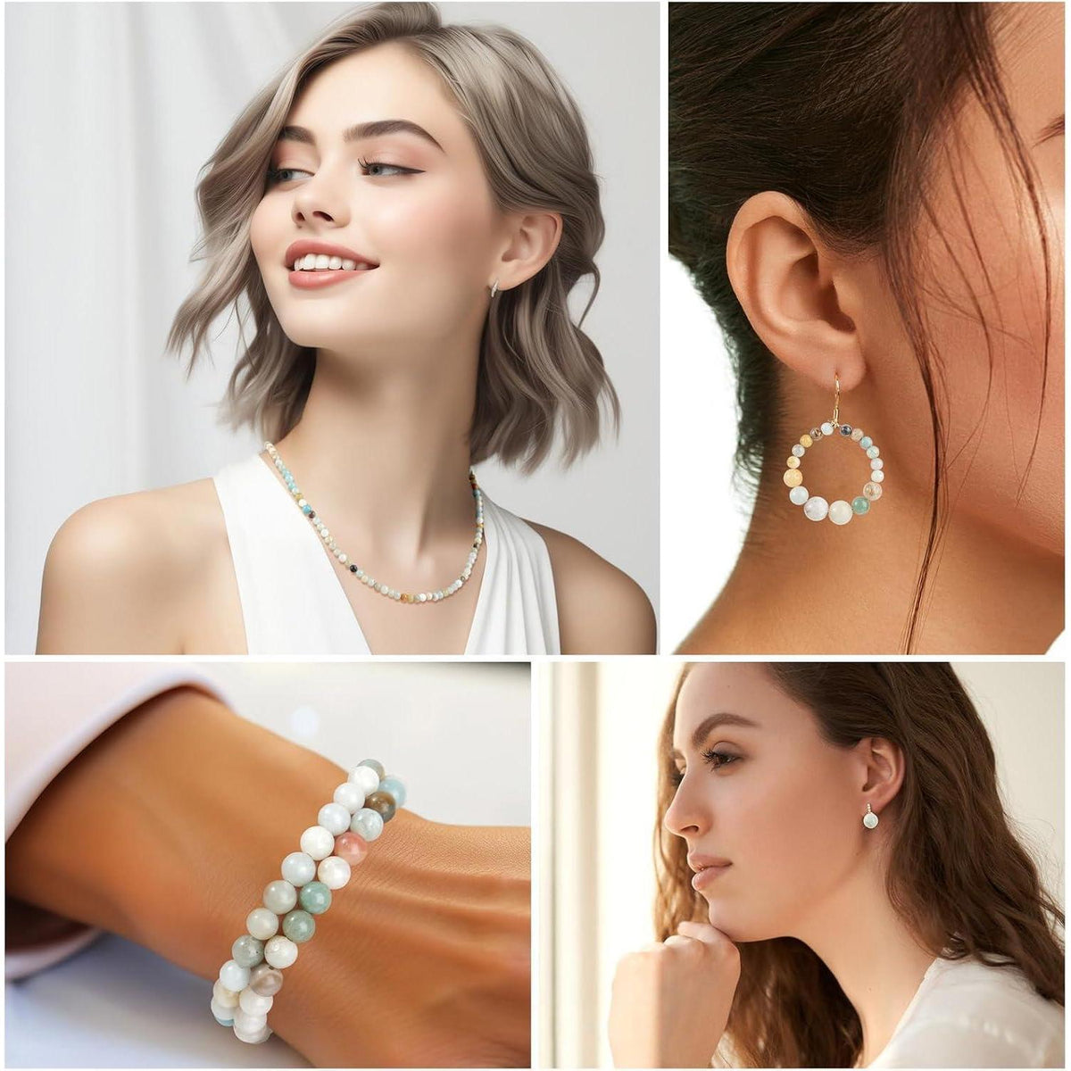 Amazonit Perlen 4mm Rund Naturstein für Schmuck DIY