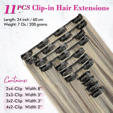 Clip-in Haarverlängerung Aschbraun mit Platinblond 61cm